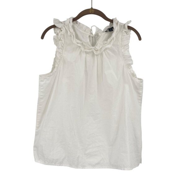 J. Crew Tops - J. Crew Size M White Ruffle Trim Cotton Poplin Sleeveless Top